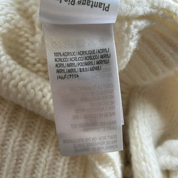 Farm Rio Floral Applique Lantern Sleeve Sweater Cream Mock Neck Trendy Sz S - Picture 12 of 16